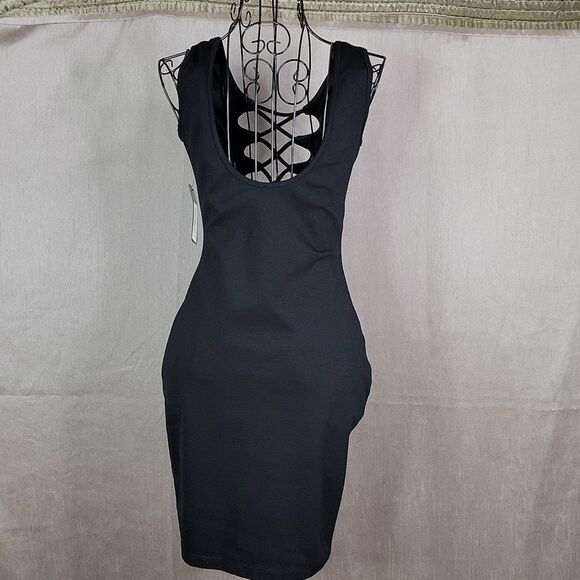 BABE SOCIETY GLARE Black Lace Up Bodycon Cut Out Tank Dress Medium - Picture 6 of 8